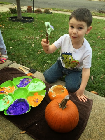 Pumpkin Activity for Toddlers: Wash and Paint - Views From a Step Stool