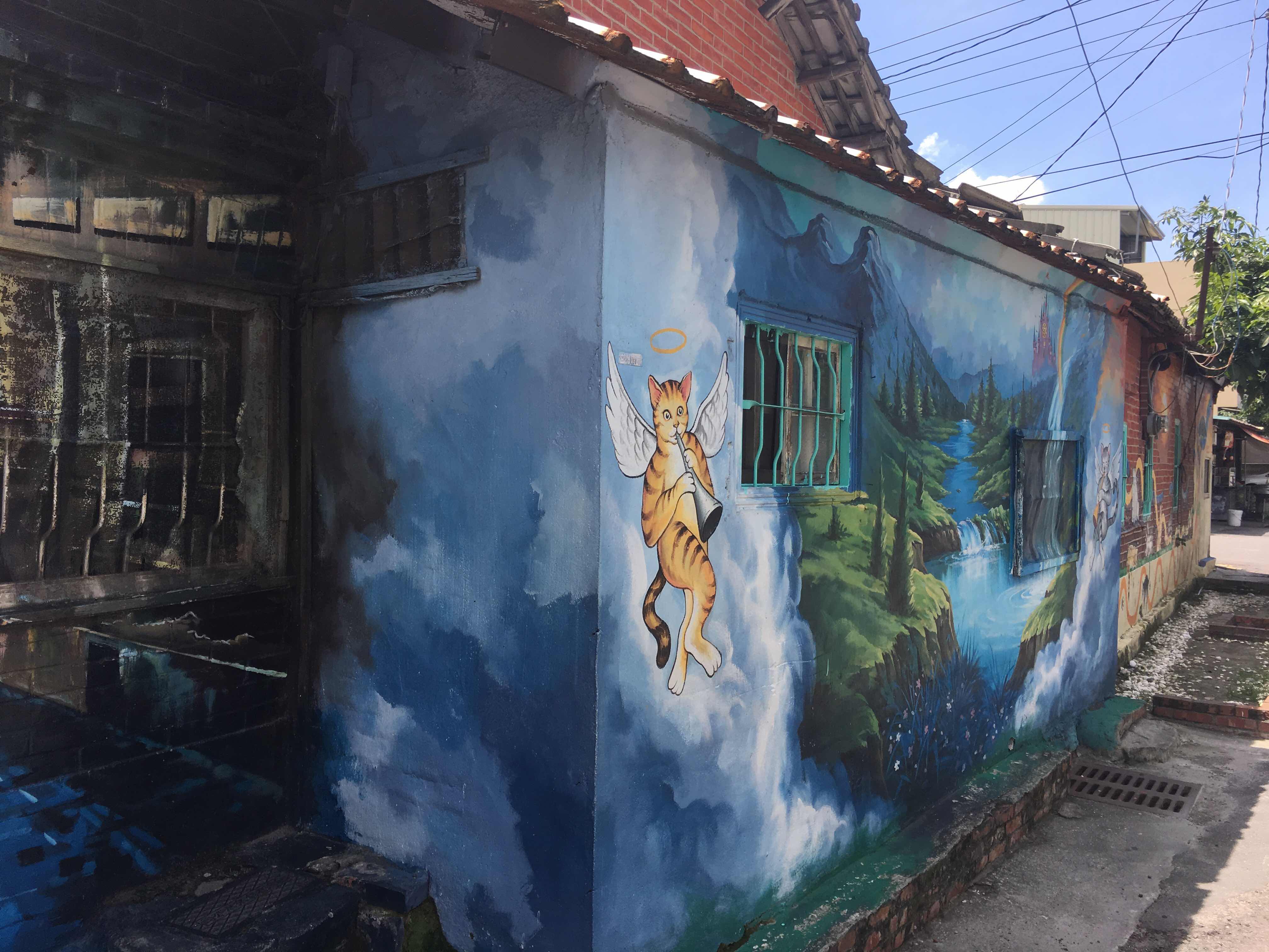 Cats on the roof, painted village, Yunlin, Taiwan