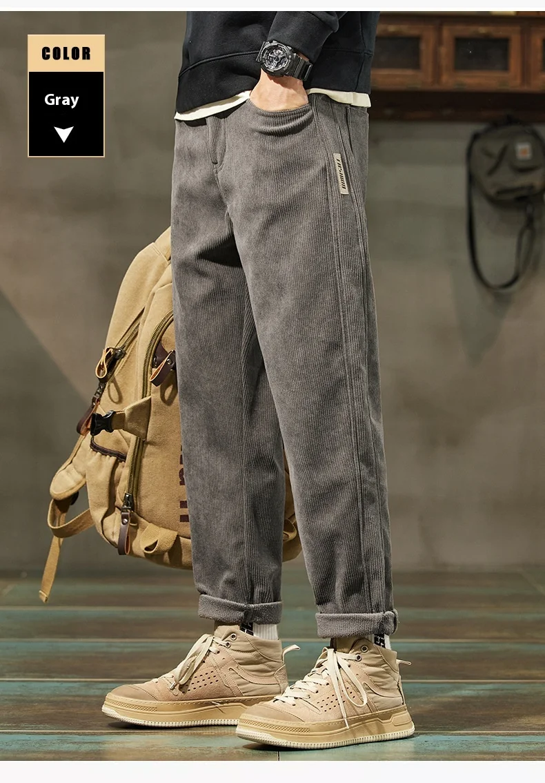 Title 2, Mens Corduroy Casual Pants Trendy Brand Simple...