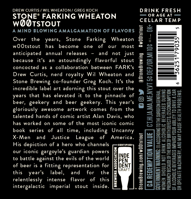 Stone Farking Wheaton W00TSTOUT Returning For 2019 With New Artwork