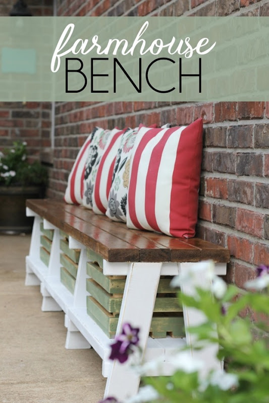 farmhouse bench from GingerSnapCrafts.com