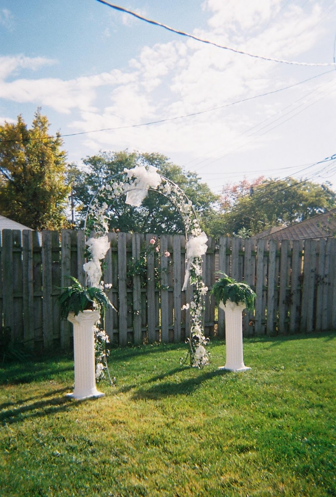 wedding arch with white flower