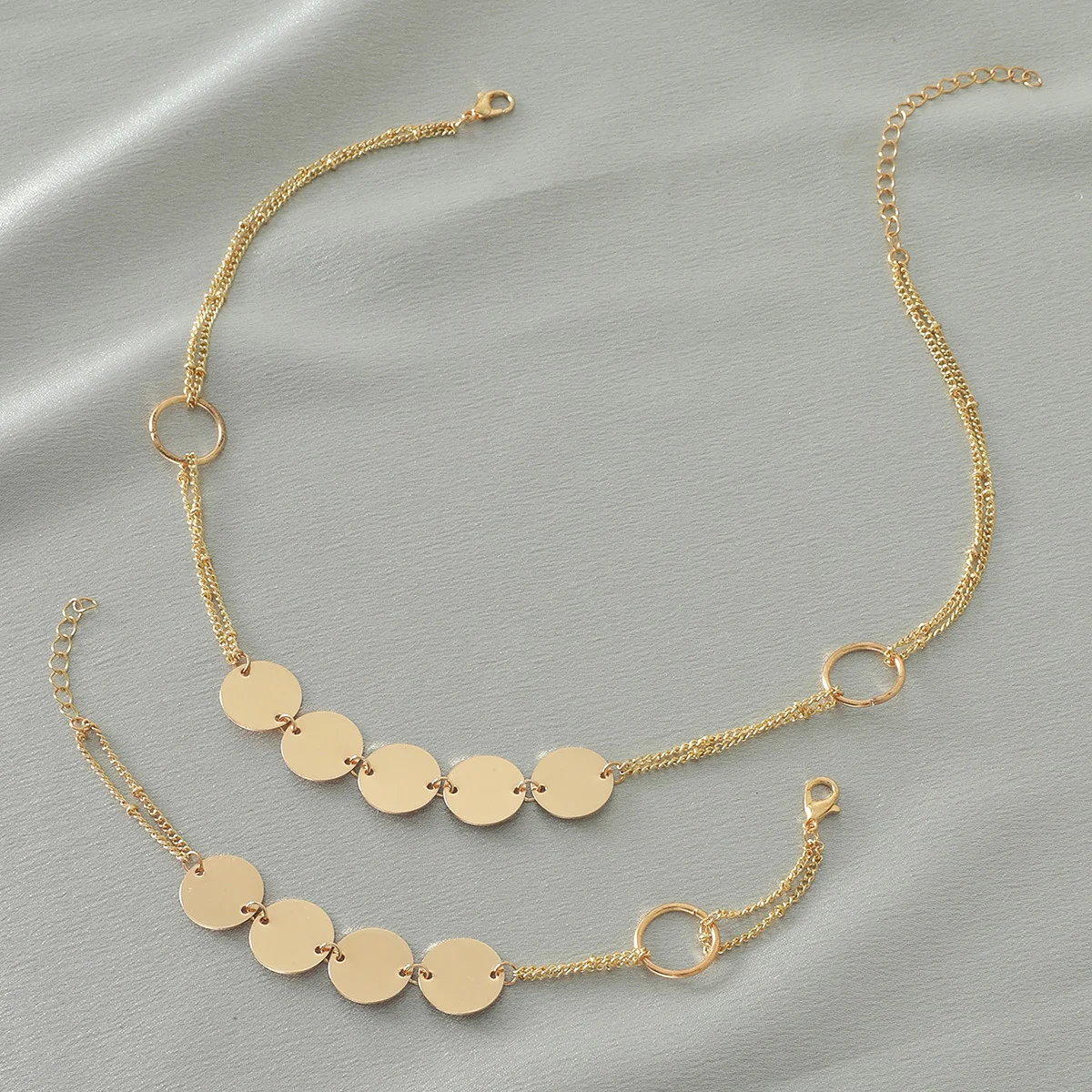 Title 2, Creatieve Ketting Armband Set Retro Metaal Kort...
