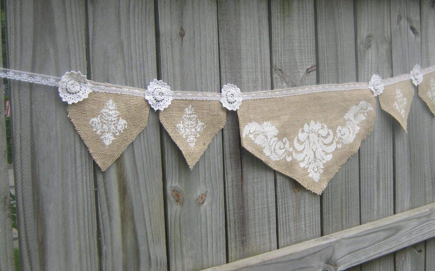 Bunting banner burlap and lace