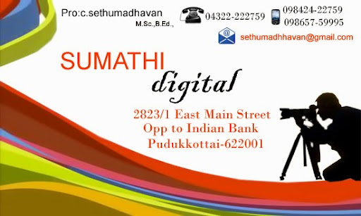 sumathi digital studio & video, 2823/1 East Main Street (opp to Indian Bank), pudukkottai, Pudukkottai, Tamil Nadu 622001, India, Portrait_Studio, state TN