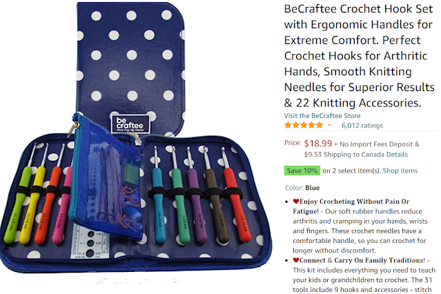 BeCraftee 31-Piece Crochet Hooks Kit with Ergonomic Hooks & Yarn