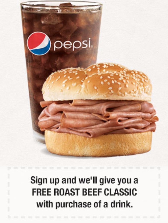 *FREE*  #Roast #Beef Classic at #Arbys (With Drink Purchase)