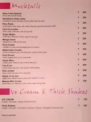 Raas Leela menu 