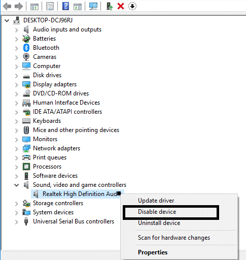 Desactivar dispositivo de sonido integrado |  Arreglar bloqueos de computadora mientras juegas