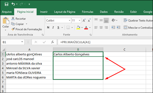 Excel - Como alterar o texto para maiúsculas, minúsculas ou primeira letra em maiúscula - Visual Dicas