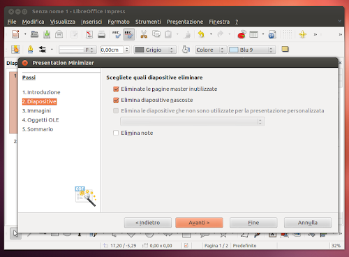 LibreOffice Presentation Minimizer in Ubuntu 12.10