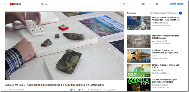 Screenshot_2018-11-10 ESTA ES MI TESIS - Aparecen fósiles esqueléticos de “Cloudina carinata” en Extremadura - YouTube