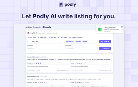 Podly - AI Toolset for Merch By Amazon small promo image