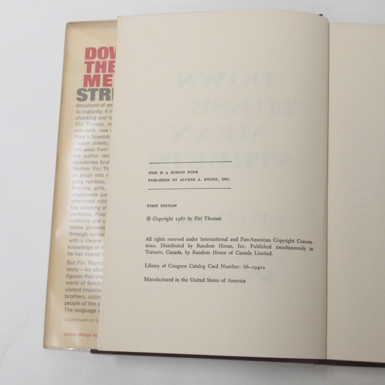 Piri Thomas SIGNED 'Down These Mean Streets' Autobiography Book