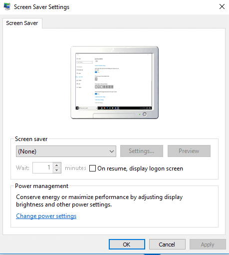 Disabilita lo screensaver in Windows 10 per correggere la CPU alta di Desktop Window Manager (DWM.exe).