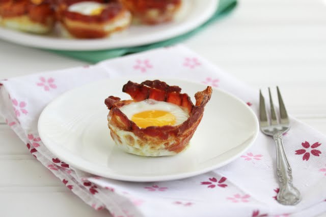 photo of one Bacon Egg Breakfast Cup on a plate