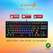 Bàn Phím Cơ Edra Ek387 Led Rainbow Edra Switch - Dây Cap Typ C Cực Chất - Màu Đen - Phiên Bản Mới Nhất 2022 - Bh 2 Năm