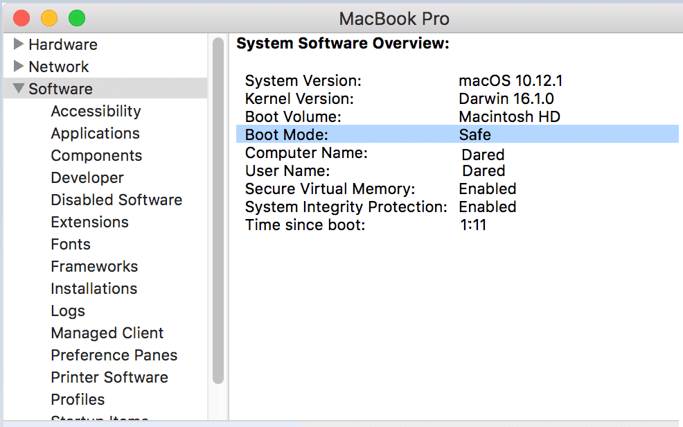 คลิกที่ซอฟต์แวร์และที่นี่คุณจะเห็น Safe ภายใต้ Boot Mode