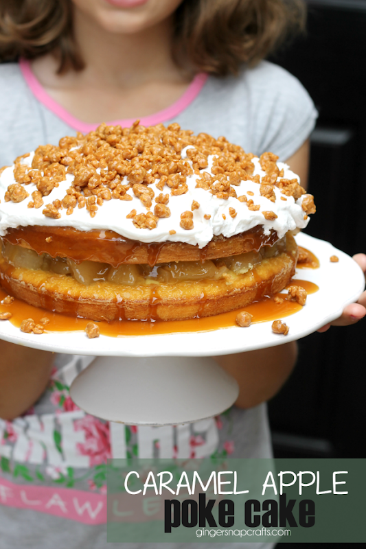 caramel apple poke cake at GingerSnapCrafts.com #cake #recipes #pokecake