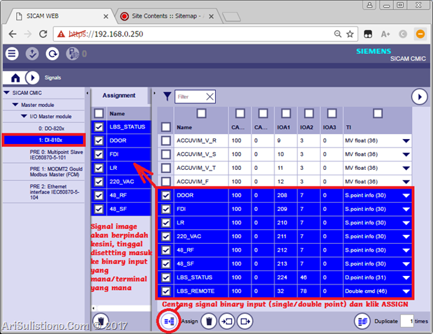 Konfigurasi Asignment Image ke Digital Input - SICAM A8000