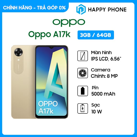 Điện Thoại Oppo A17K (3Gb/64Gb) - Hàng Chính Hãng