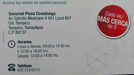 Estafeta Mexicana SA de CV, Av. Ejercito Mexicano 80, Plaza Covadonga local B07, Tampico, 89137 Tampico, Tamps., México, Servicios de CV | TAMPS
