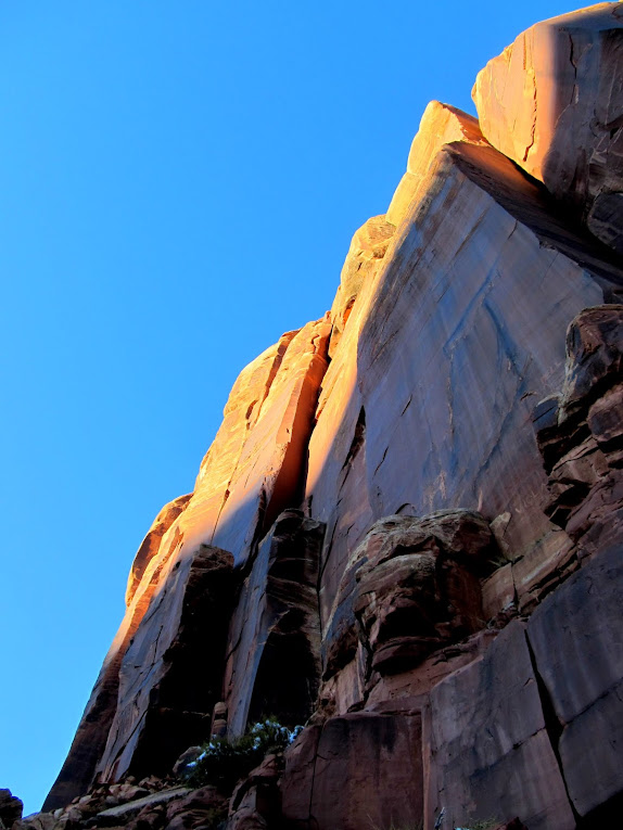 Shadows rising on the cliffs of Indian Creek