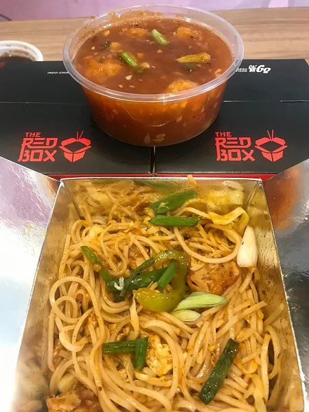 Veg Schezwan Noodles With Ved Balls Schezwan Sauce