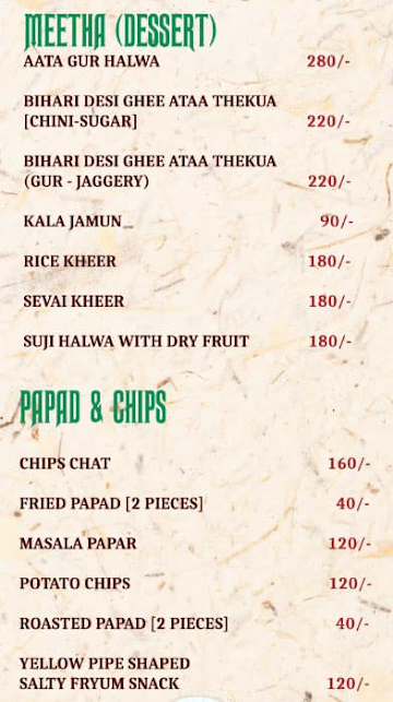 The Chhaunk menu 