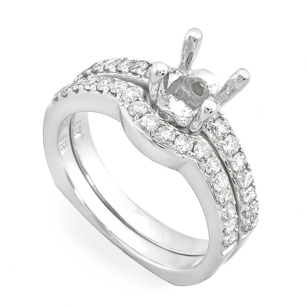 Ladies White Gold and Round Diamond Wedding Set Prong Set