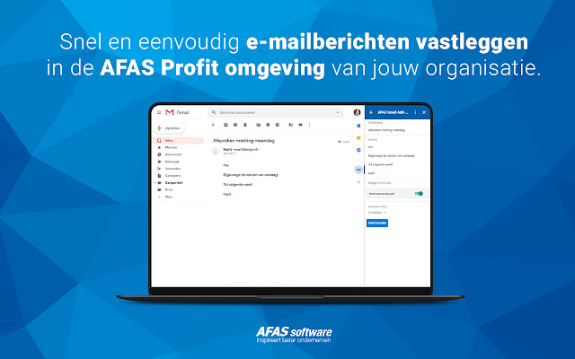 Screenshot of AFAS Gmail Add-on