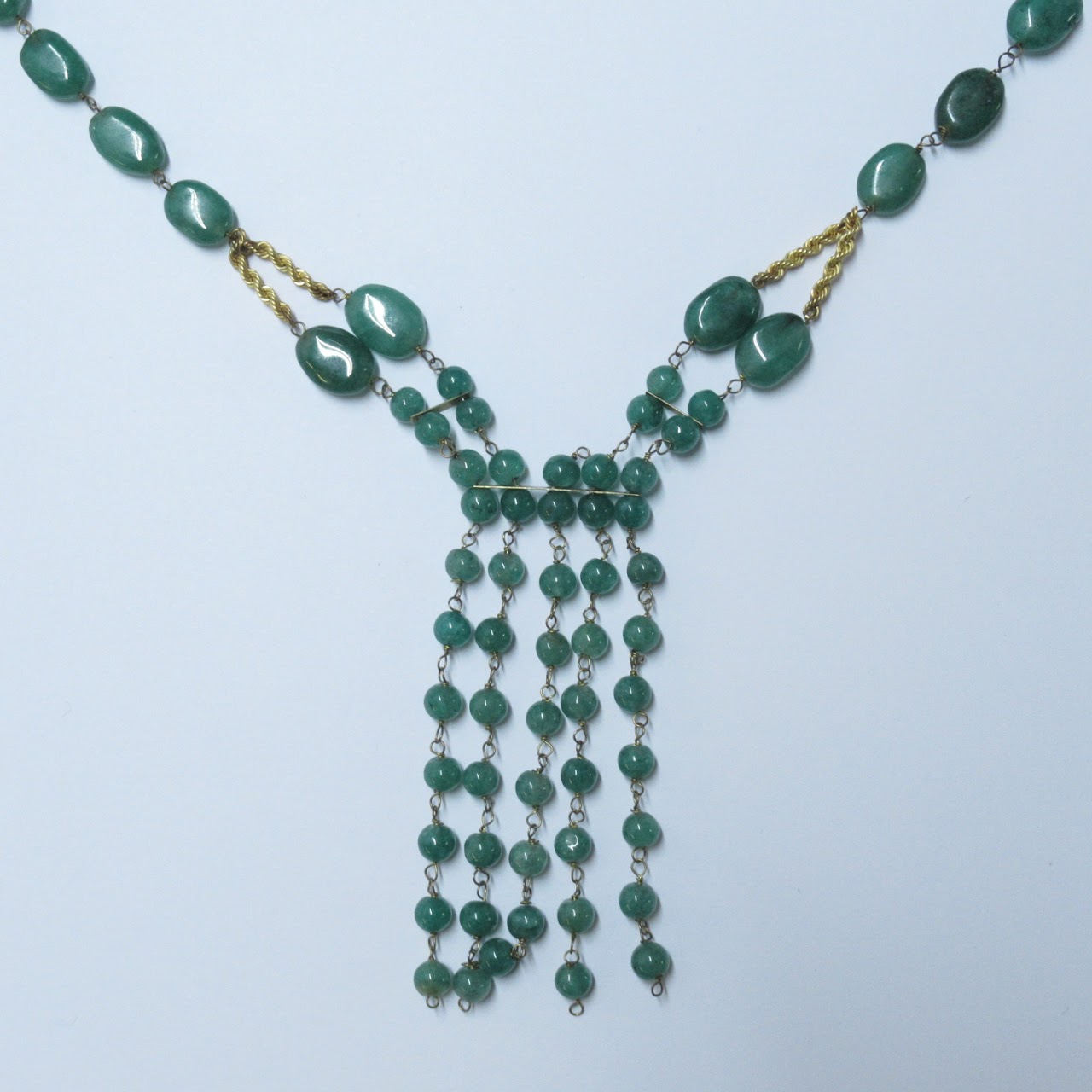 18K Gold and Jade Stone Necklace