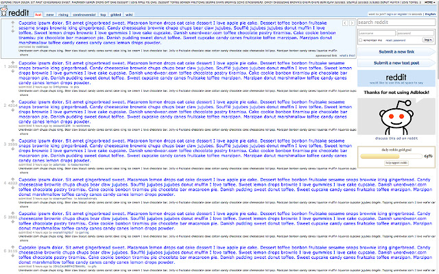 Reddit: Cupcakes Ipsum Takes Over chrome extension