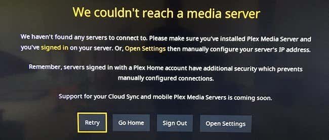 plex ไม่พบเซิร์ฟเวอร์