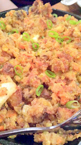 The smoky Cornbread dressing with Benton's bacon and chicken livers