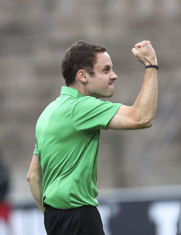 Romain Folz , head coach of AmaZulu celebrates victory during a DStv Premiership 2022/23 football match