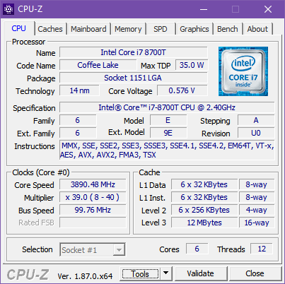 ASUS Mini PC PB60G 내부의 프로세서