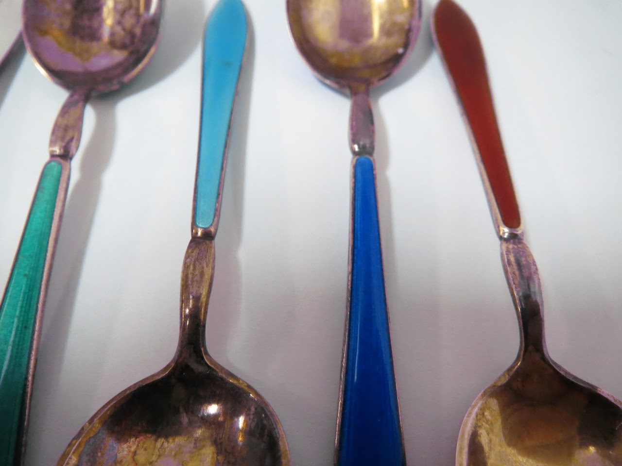 David Andersen Enameled Sterling Demitasse Spoons