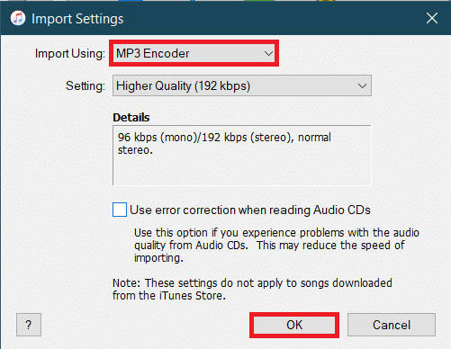 เลือกตัวเข้ารหัส mp3  วิธีแปลง M4B เป็น MP3 ใน Windows 10