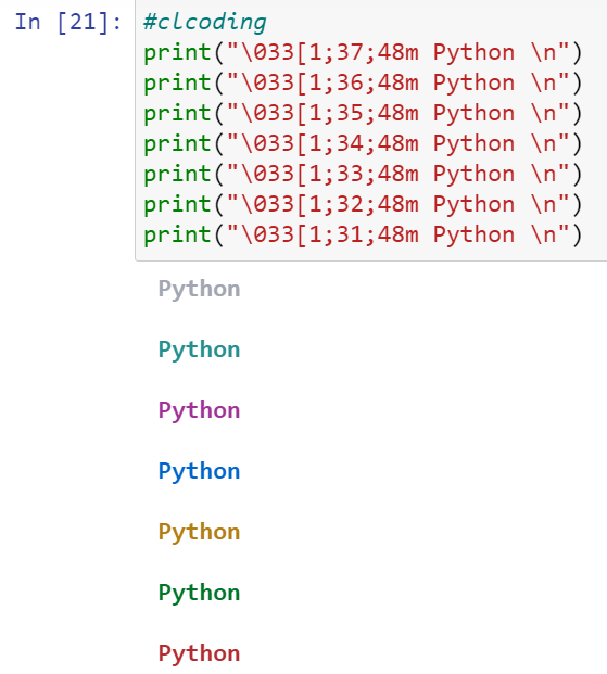 Print Color in ~ Computer Languages