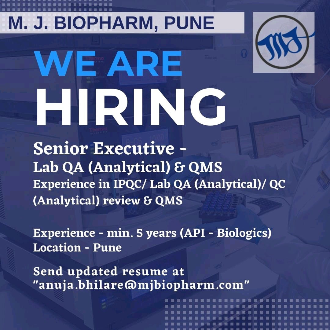 MJ Biopharm Job Vacancy For Lab QA (Analytical) & QMS