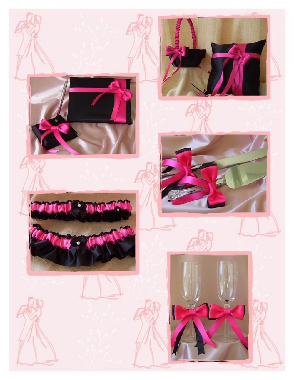 Black and hot pink wedding colors 10pc set