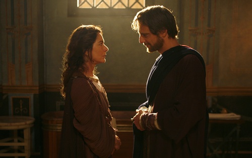 A younger Augustine and his mother, Monica, in a scene from Restless Heart-The Confessions of Augustine. Credit: Ignatius Press.