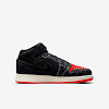 air jordan 1 mid se gs black / sail / chile red