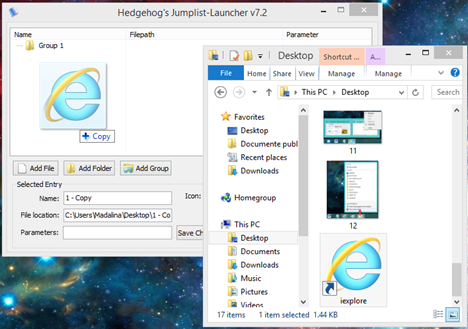 Jumplist Launcher, กำหนดเอง, จัมพ์ลิสต์, ทาคบาร์, Windows