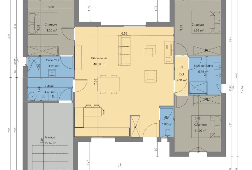  Vente Terrain + Maison - Terrain : 636m² - Maison : 101m² à Soustons (40140) 