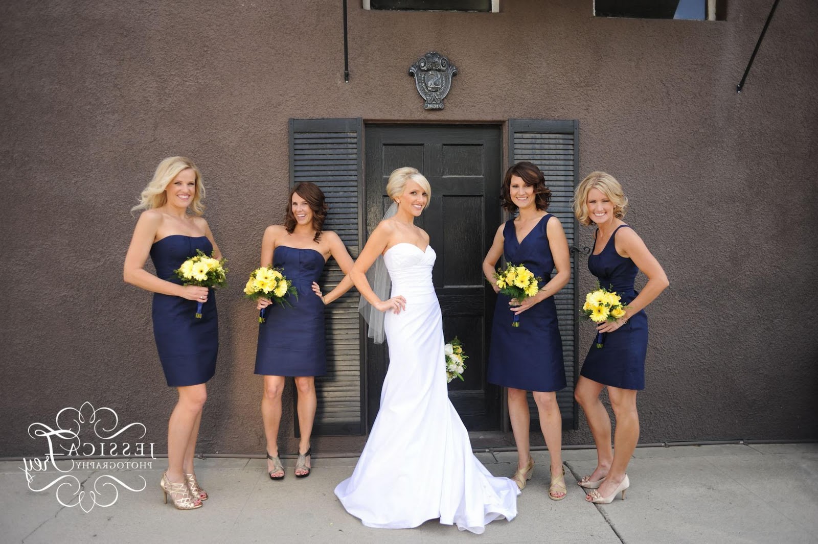 Short navy blue bridesmaid