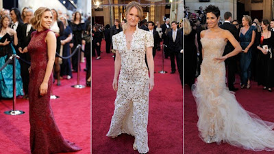 Stars' gowns danced down the Oscar red carpet
