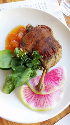 Happy Hour and Dinner only starter at Nel Centro of Duck Leg Confit with Kumquat Gastrique