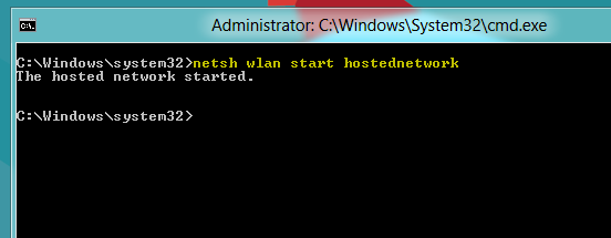 netsh wlan start hostednetwork